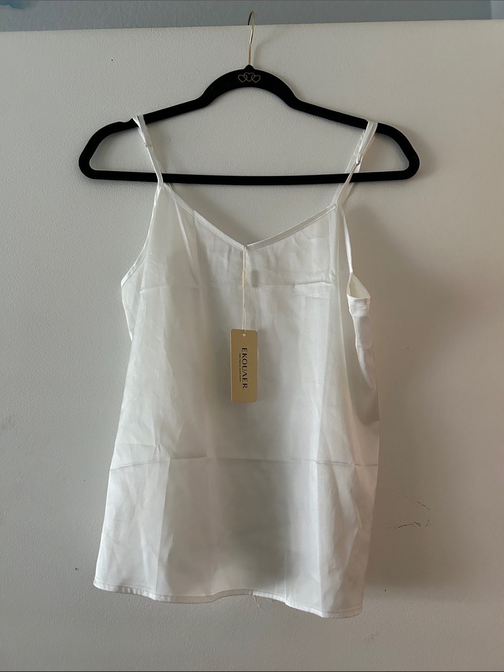White V-Neck Satin Cami Top